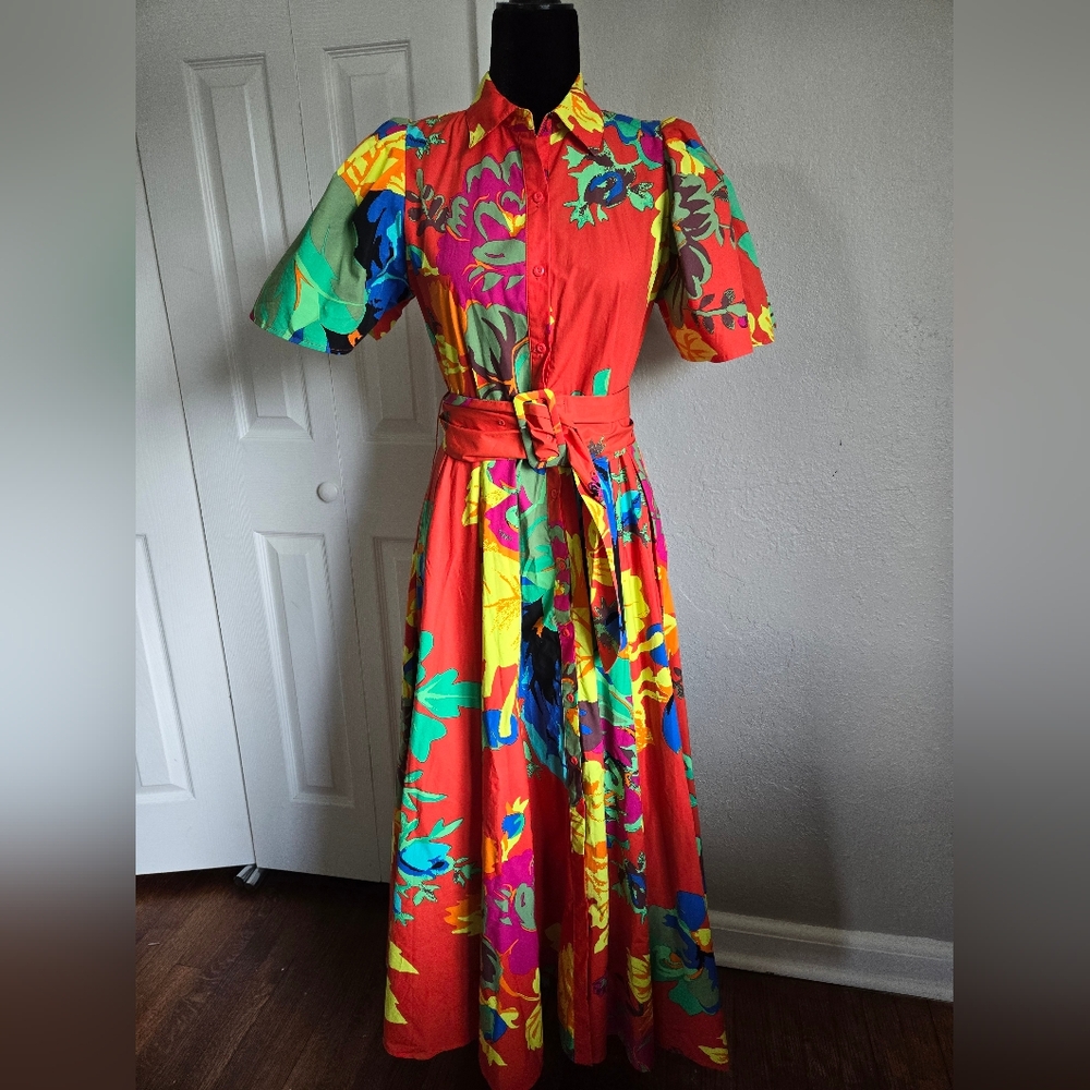 Orange floral dress size:Small